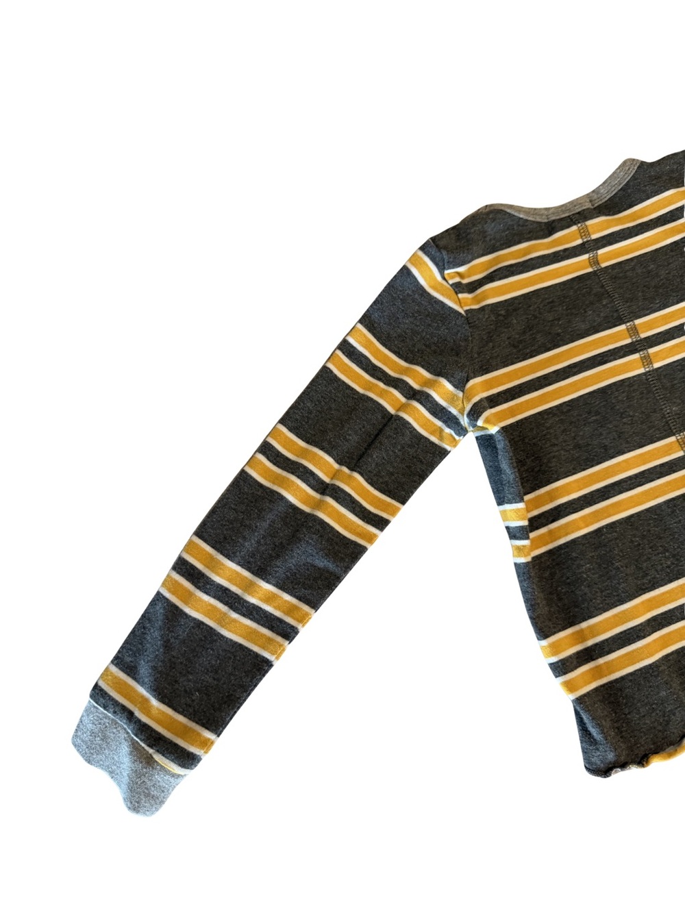 kidpik Gray long-sleeved  t-shirt with Yellow and White Stripes - Picture 4 of 6